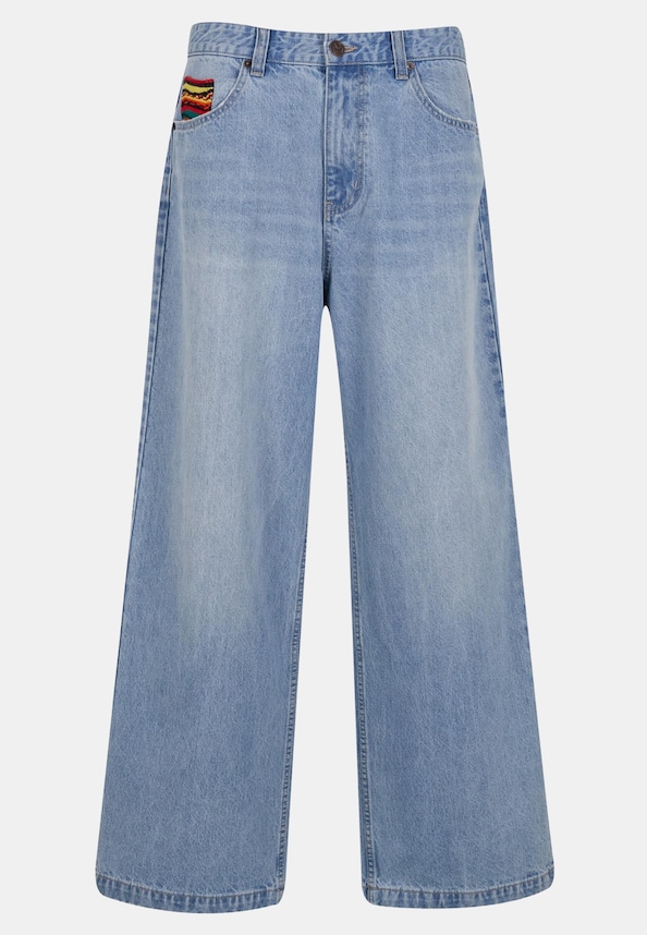 BAGGY JEANS PANTS KNIT DETAIL-4
