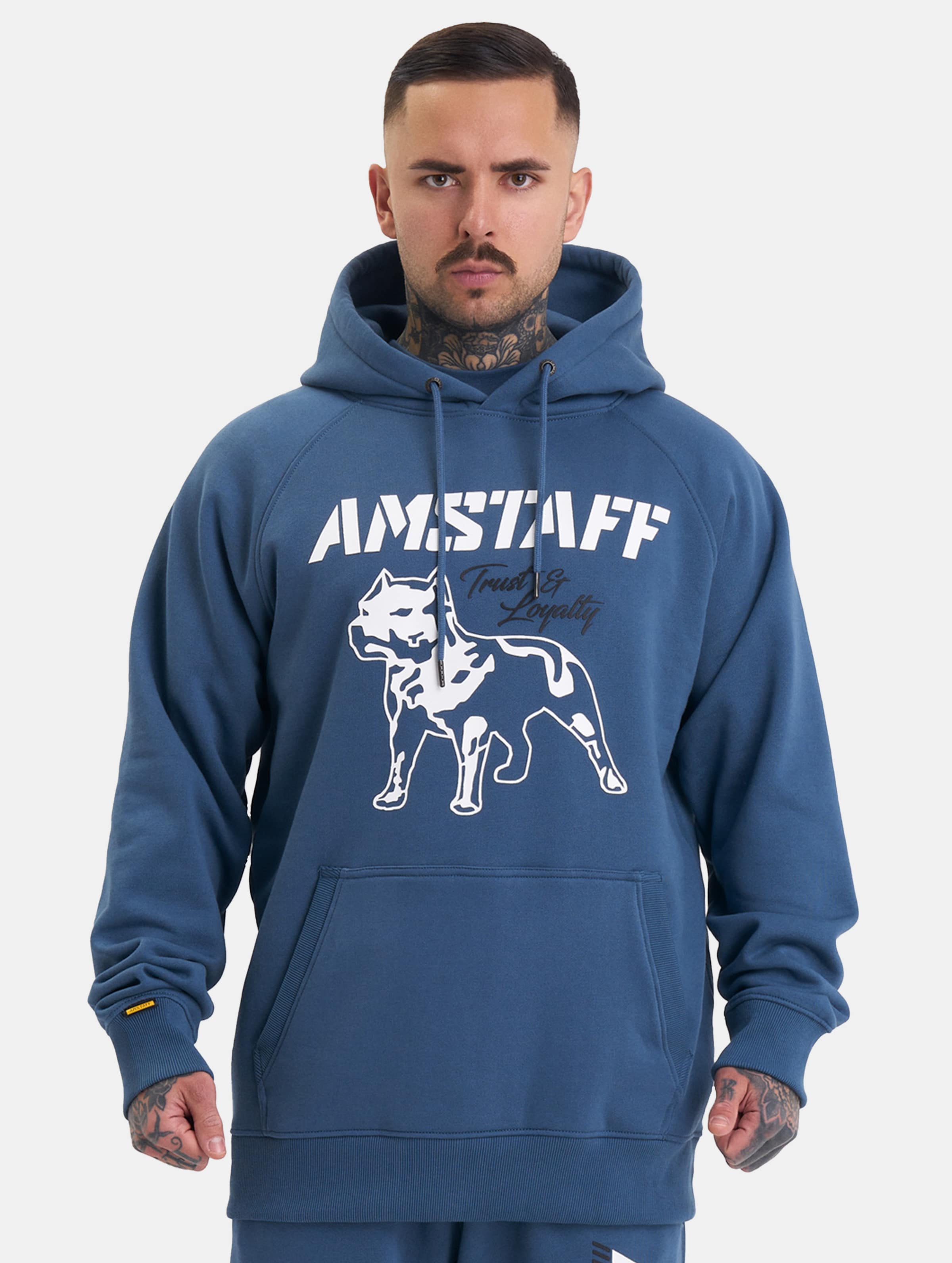 Amstaff Logo 2.0 Hoodie Mannen op kleur blauw, Maat XXL