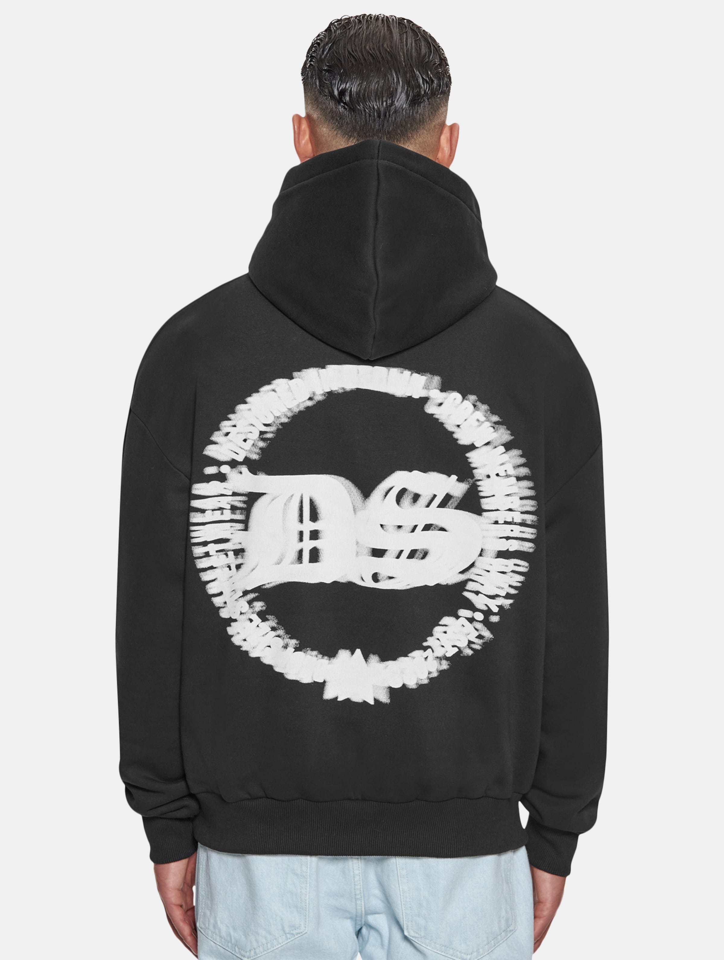 Dropsize Heavy Oversize Blurred Logo Hoodies op kleur zwart, Maat XL