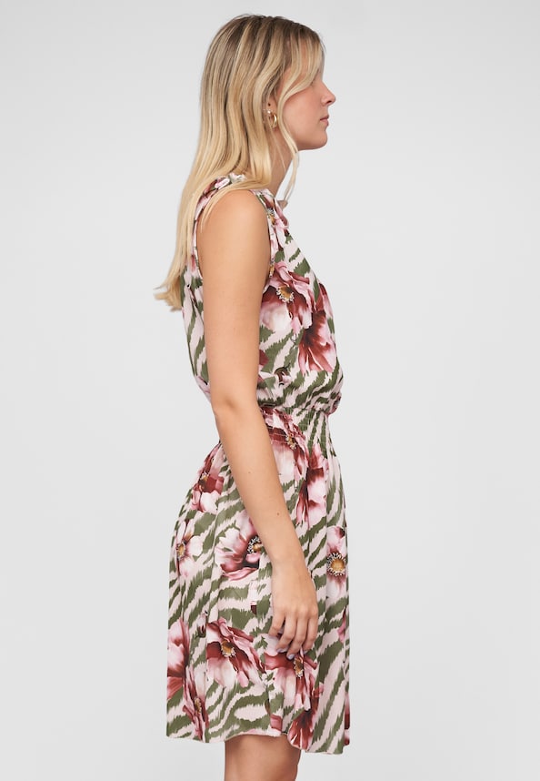 Dress with buttons and knot details flower print-3