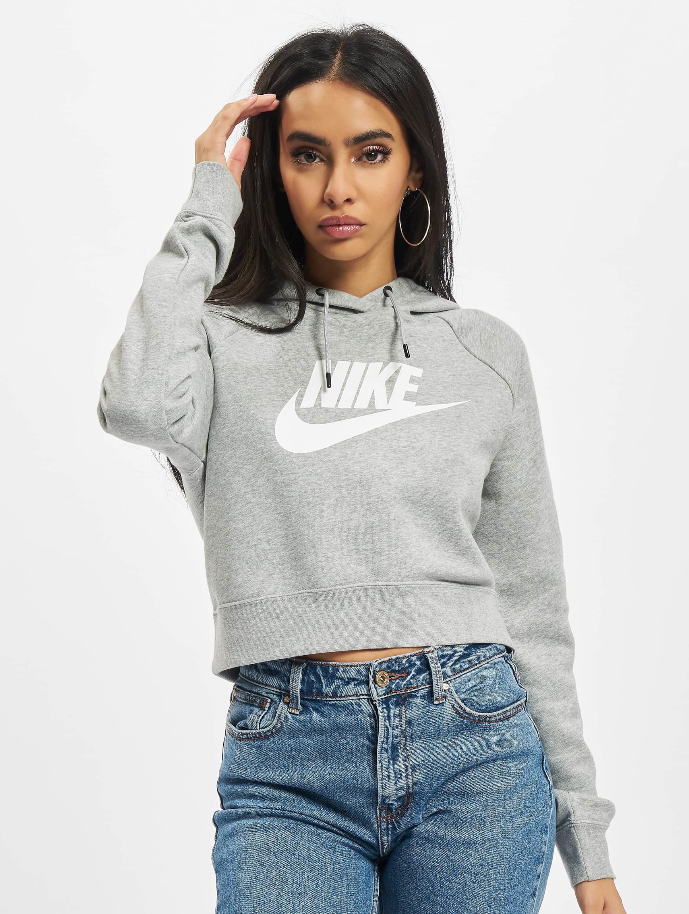 Grey nike crop sale top hoodie