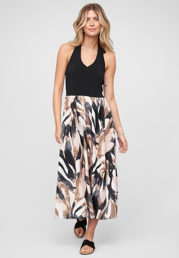 Maxi Neckholder-Dress with abstract print-4