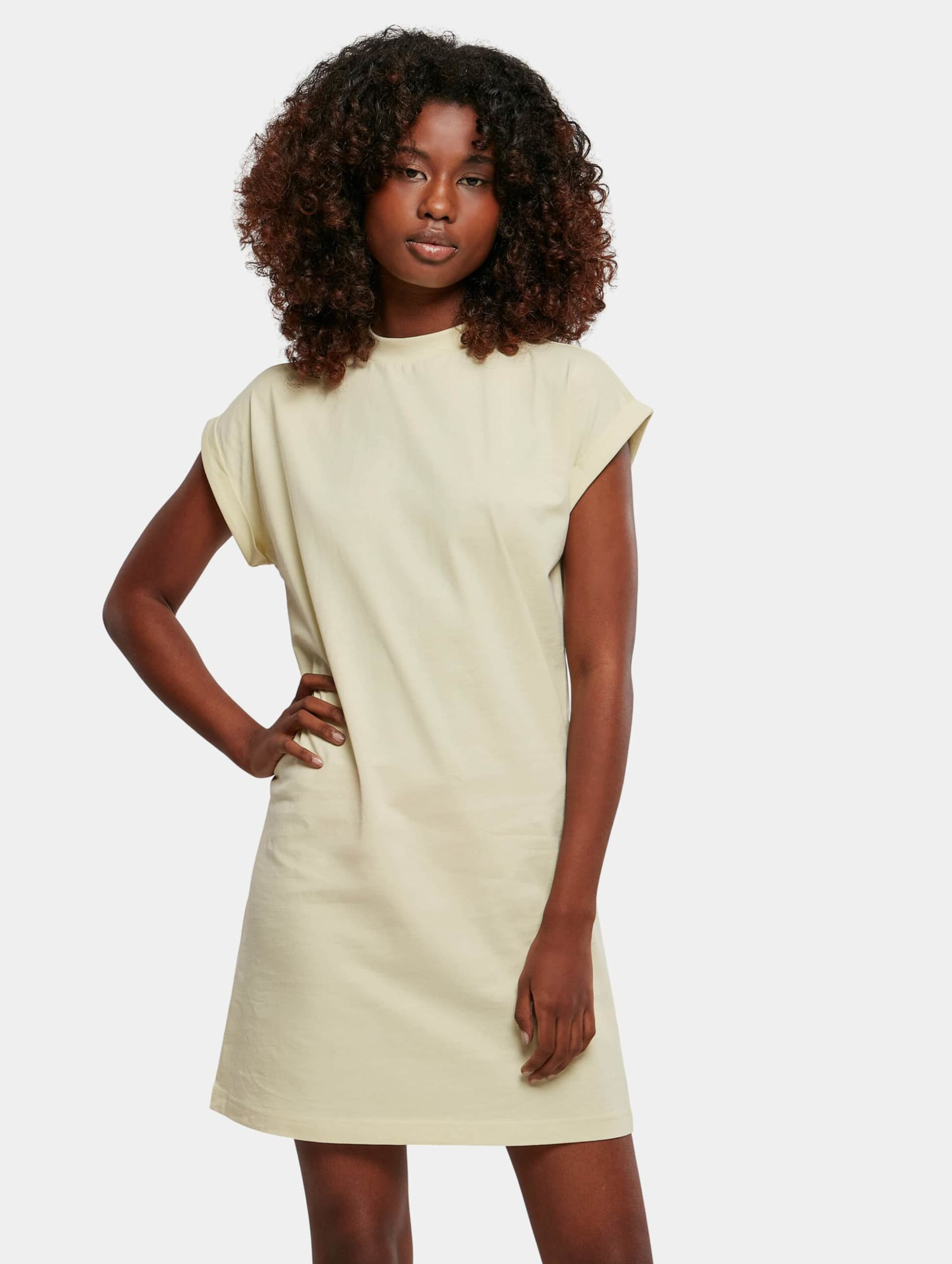 Super Oversized damesshirt 'Turtle Shoulder Dress' Soft Yellow - L