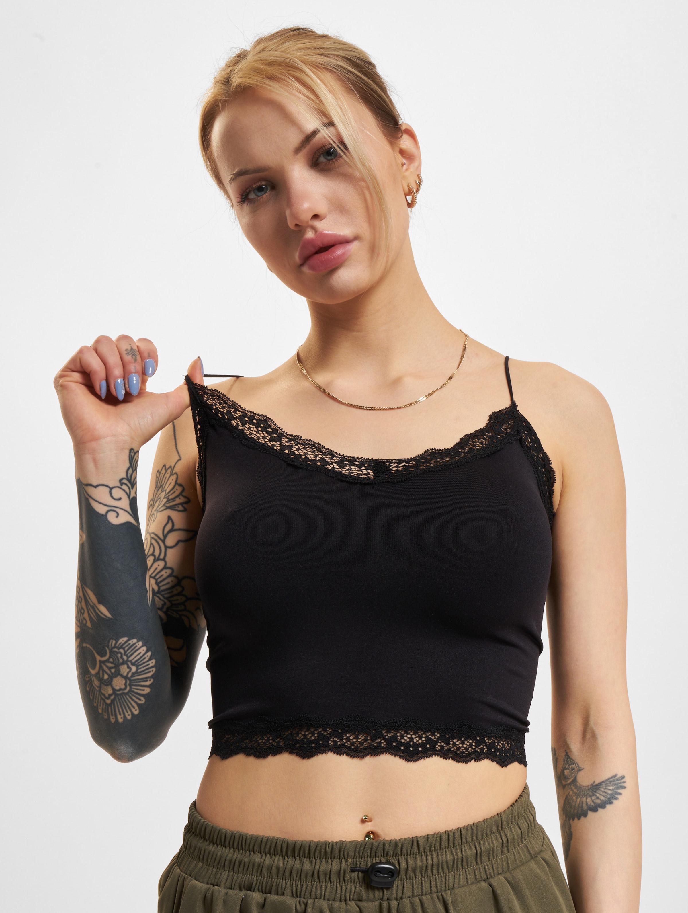 ONLY ONLVICKY  LACE SEAMLESS CROPPED TOP NOOS Dames Top - Maat M/L