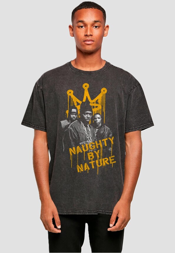 Naughty by Nature - Drip Crown Acid Washed Oversize Tee-0