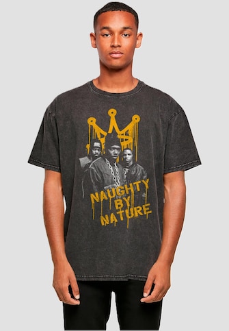 Naughty by Nature - Drip Crown Acid Washed Oversize Tee