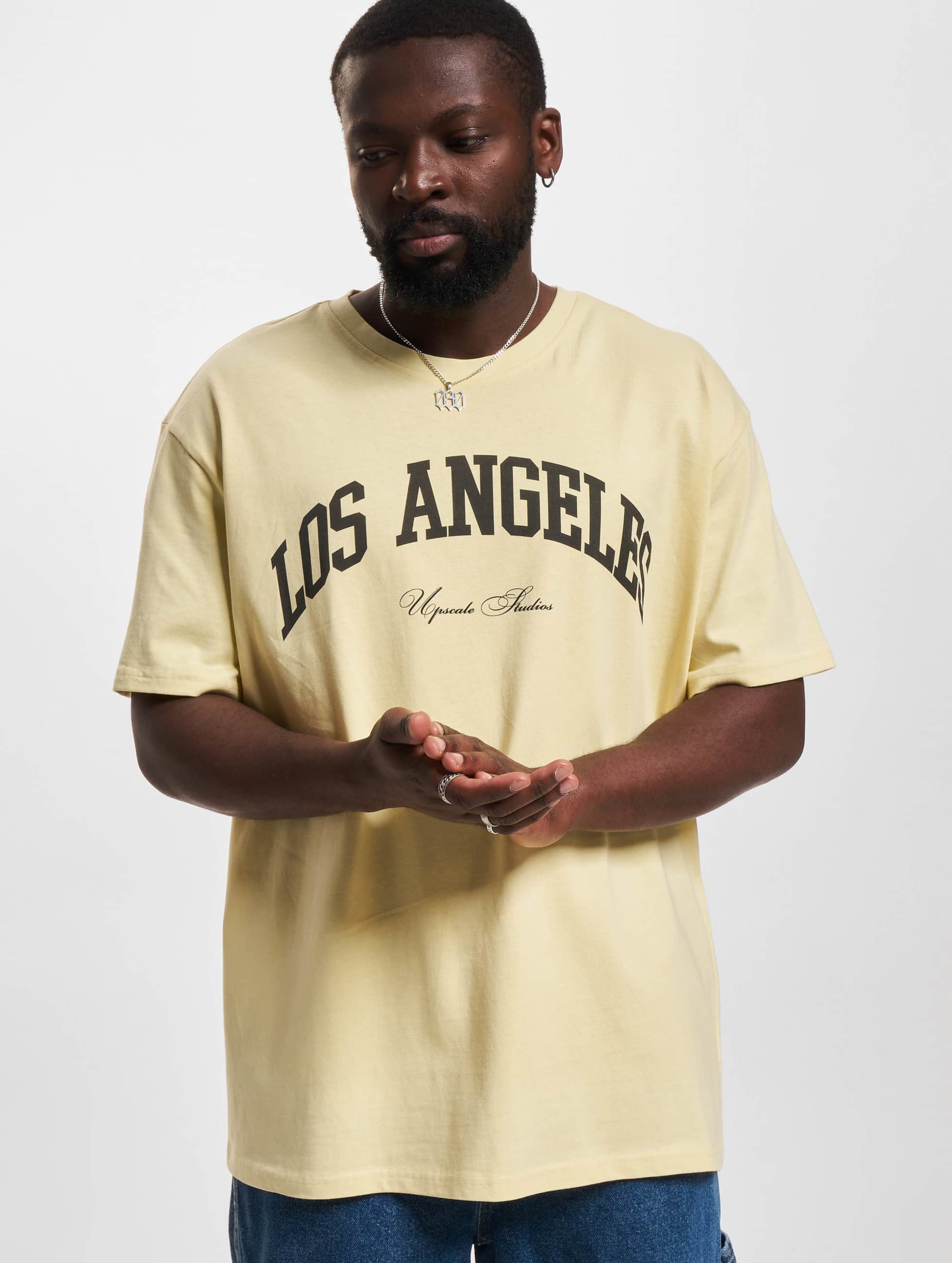 Mister Tee Upscale L.A. College Oversize T-Shirt Mannen op kleur geel, Maat 4XL