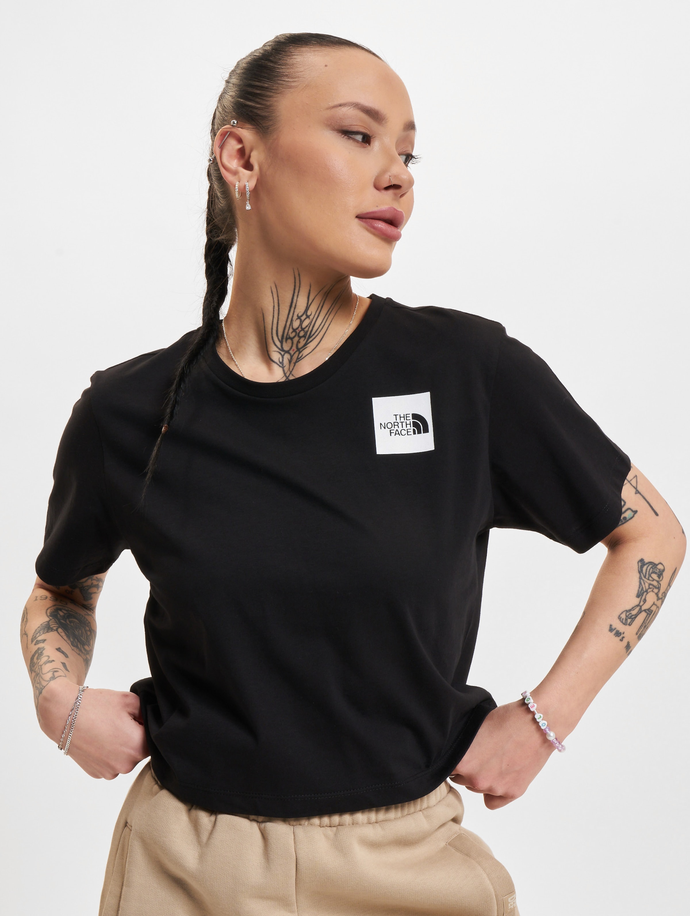 The North Face Cropped Fine T-Shirts Vrouwen op kleur zwart, Maat XL