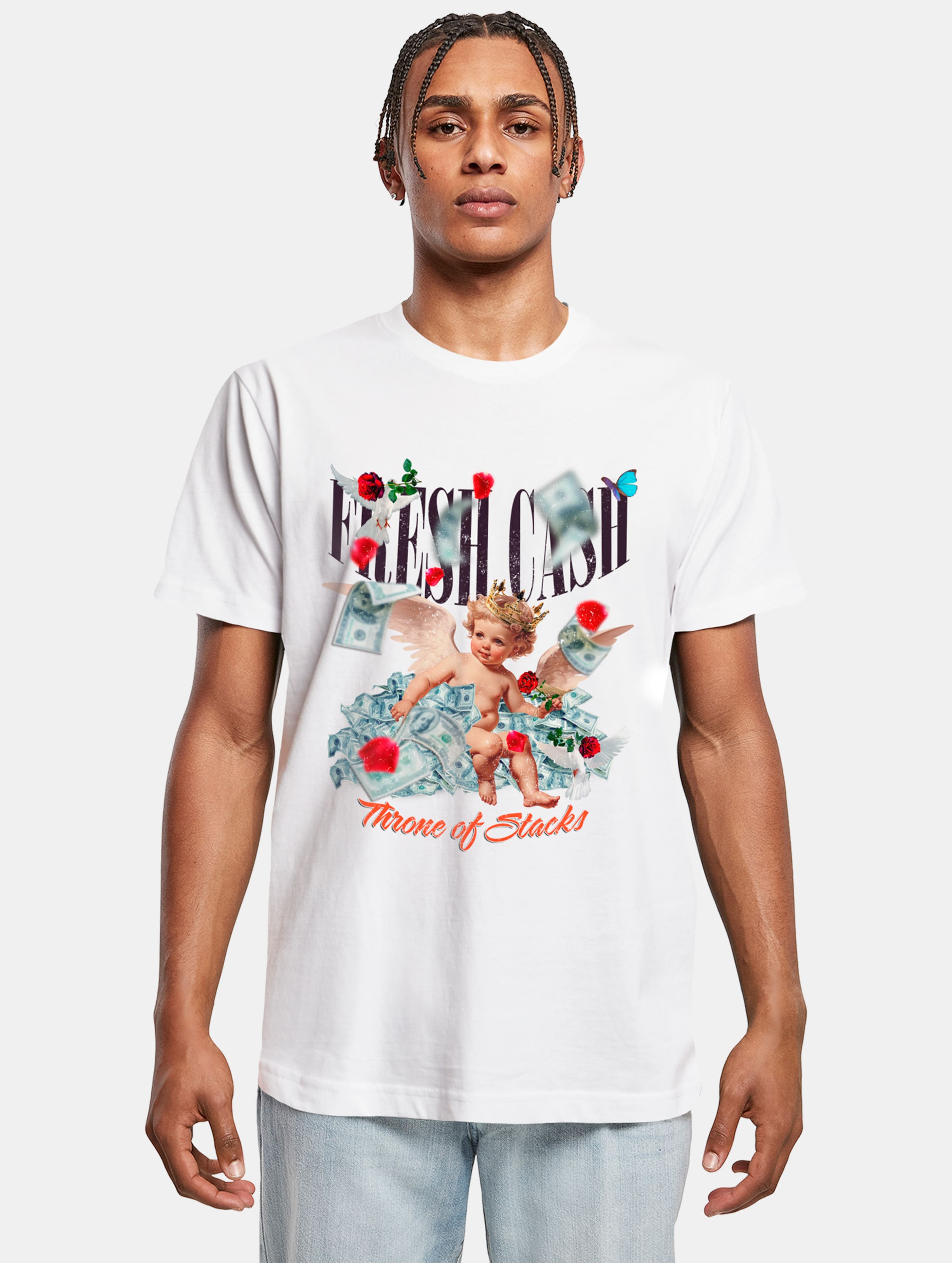Mister Tee Fresh Cash T-Shirts Männer,Unisex op kleur wit, Maat XXL