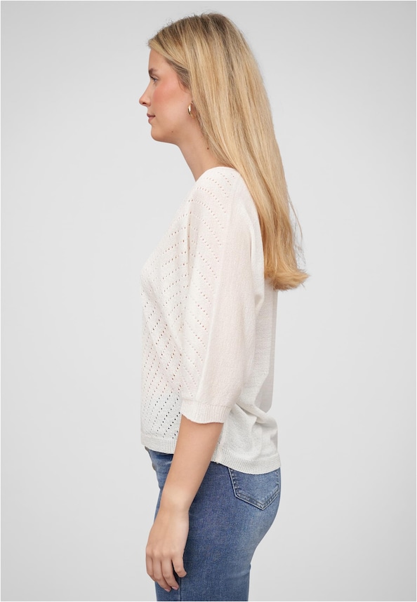 Cloud5ive Damen 3/4 Arm Top mit Fledermausärmeln und Lochmuster-2