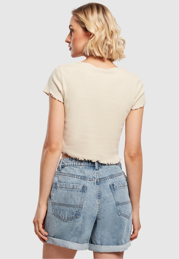 Ladies Cropped Button Up Rib-1