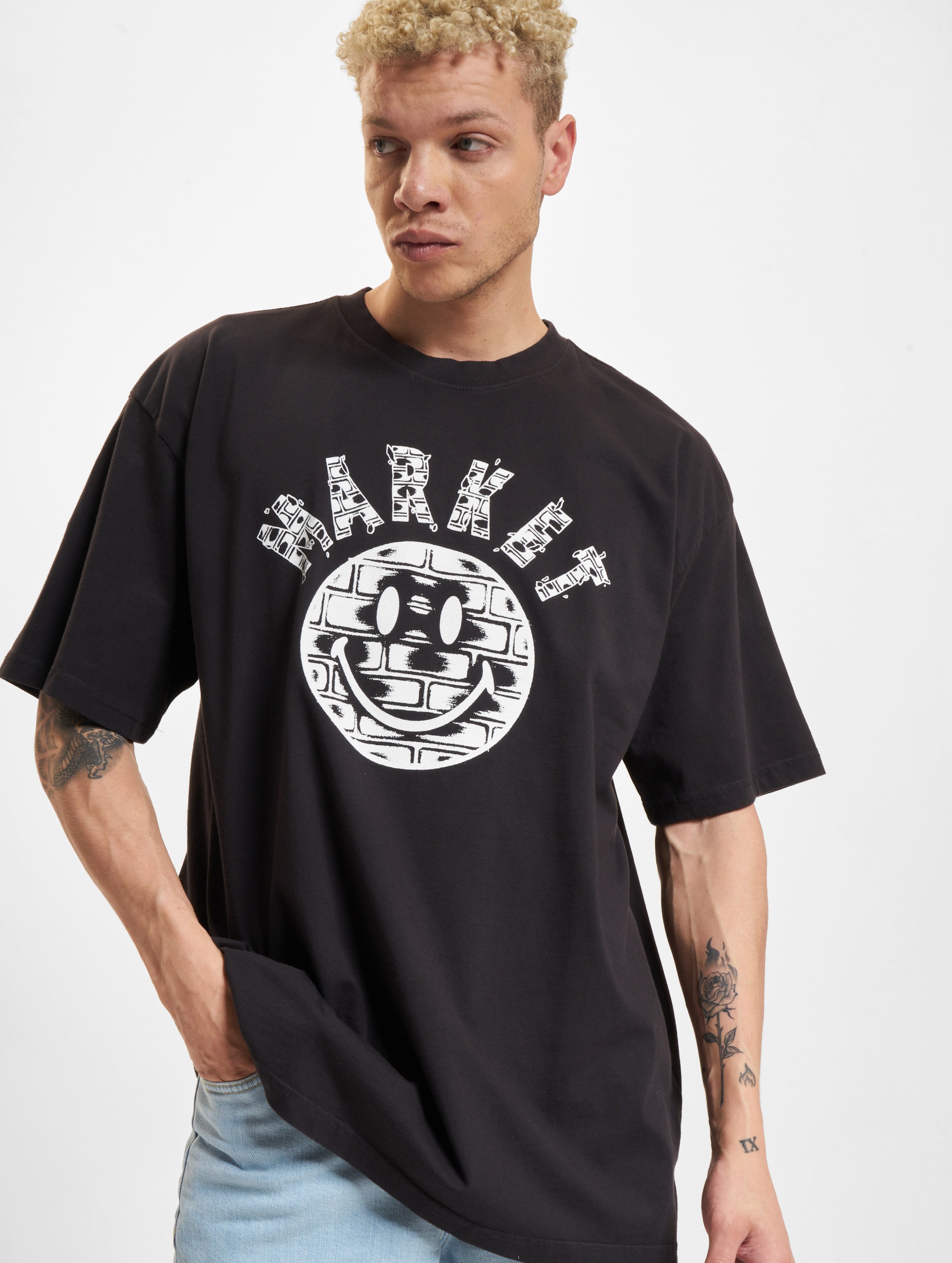 Market Smiley Brickhouse T-Shirts Männer,Unisex op kleur zwart, Maat XL