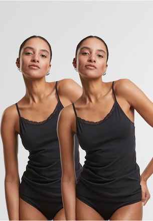 Ladies Basic Tank Top Cotton Lace 2-Pack