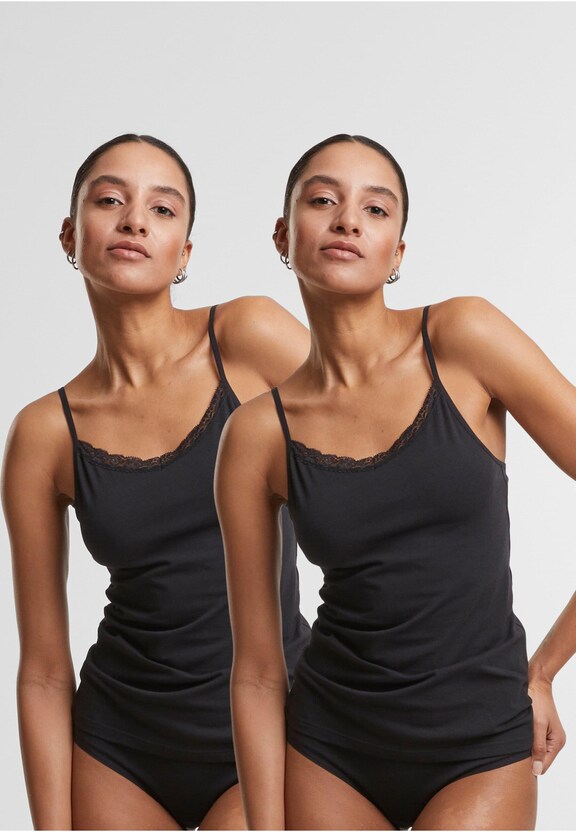 Ladies Basic Tank Top Cotton Lace 2-Pack-0