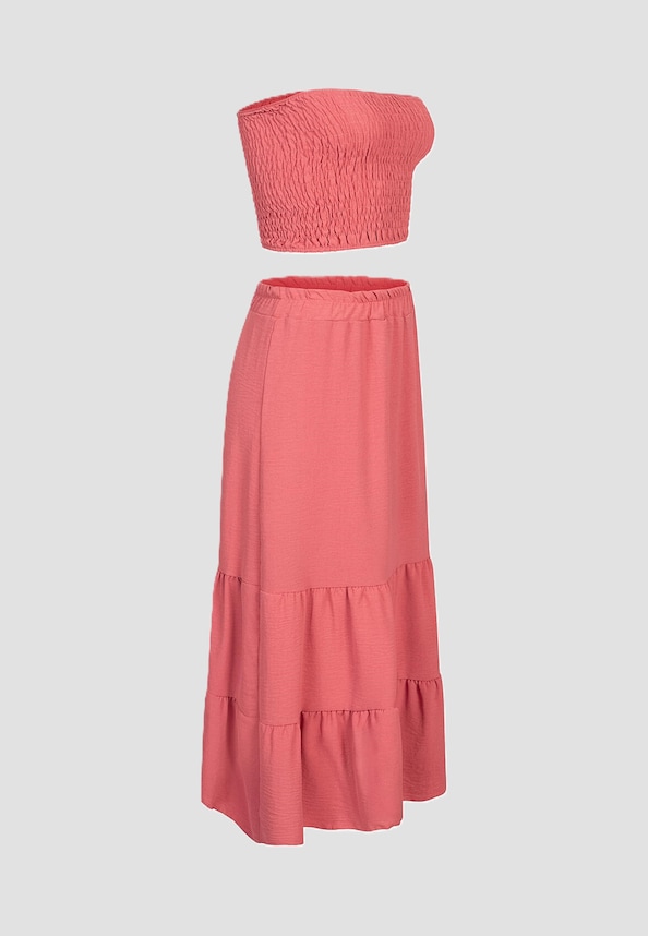 Cloud5ive Longform Musselin Stufenrock + Bandeau Top brown-2