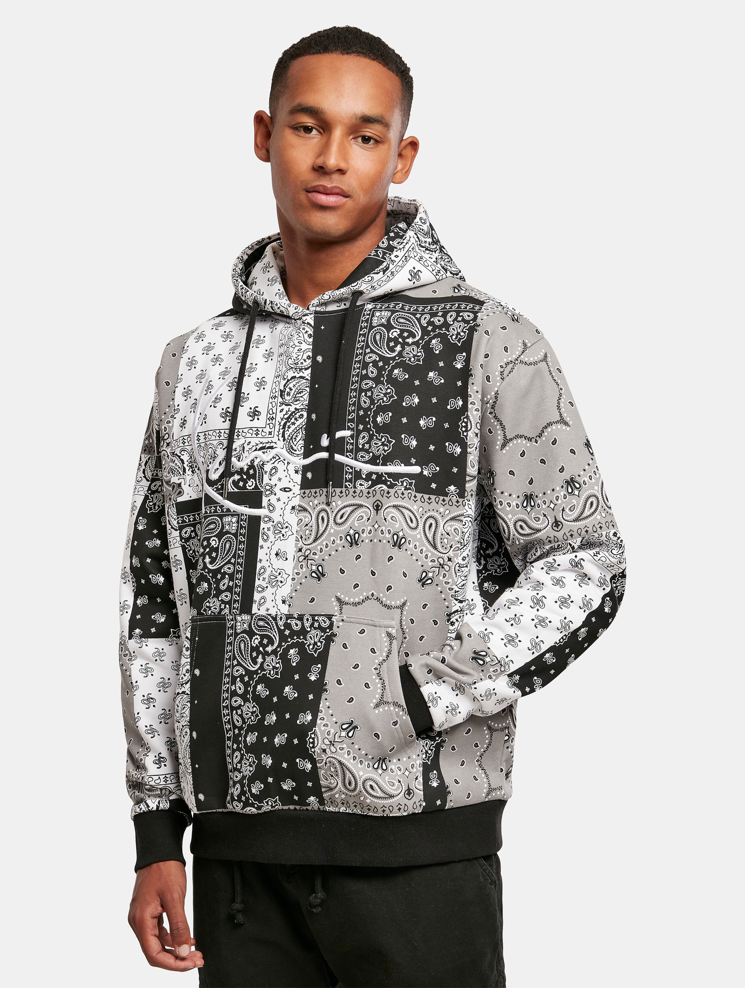 Karl Kani Signature Paisley OS Hoodie black/white/grey op kleur grijs, Maat L