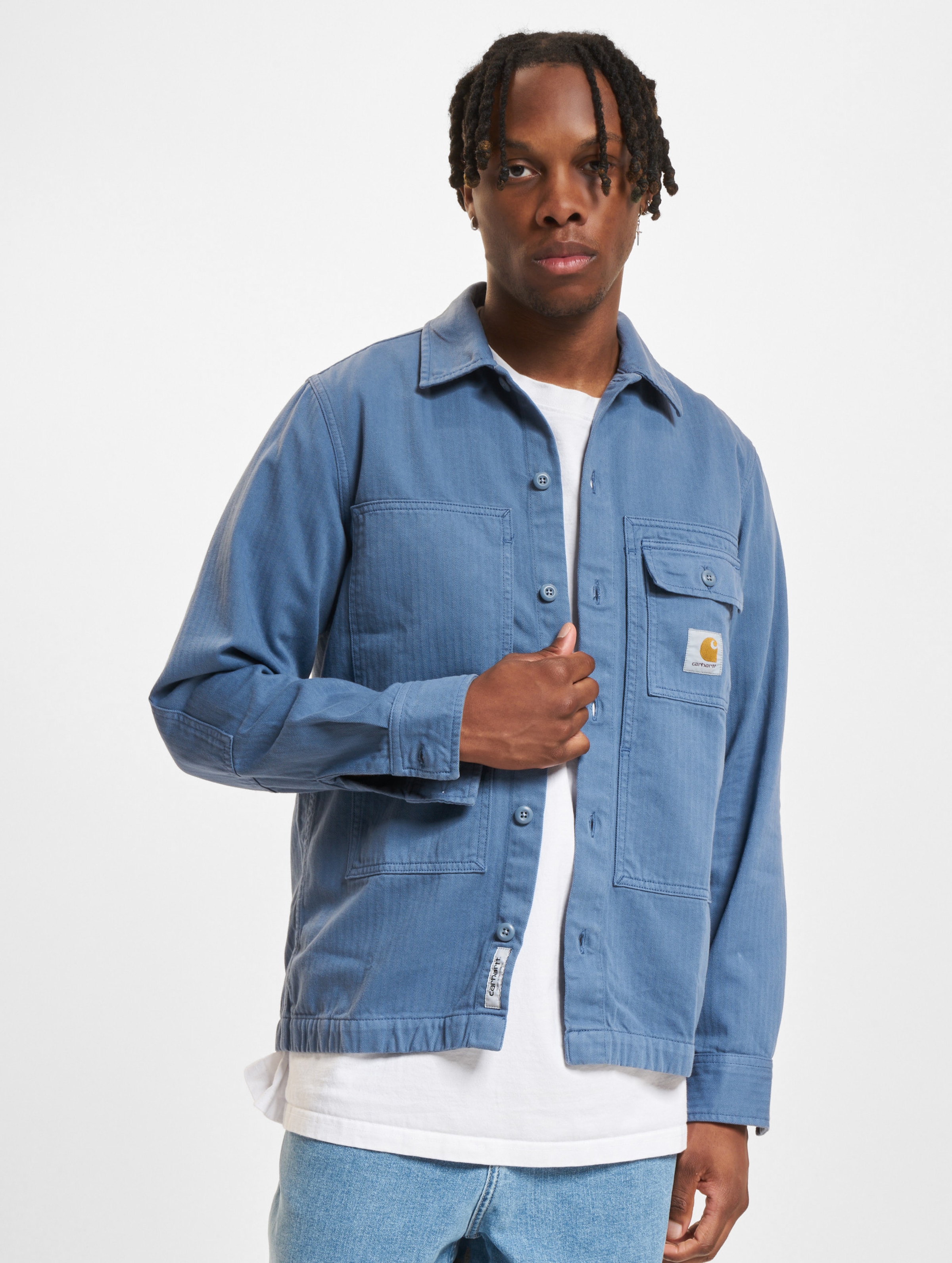 Carhartt WIP Charter Langarmhemd op kleur blauw, Maat XS