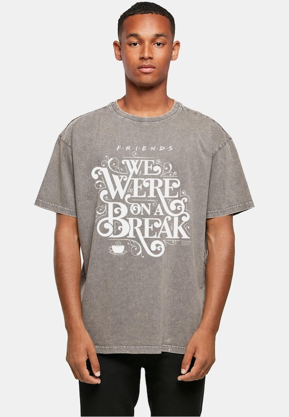 Friends - On A Break Acid Washed Oversize Tee-0