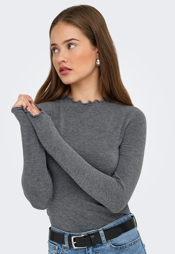 ONLGLAMOUR L/S MOCKNECK RUCHING TOP JRS-3