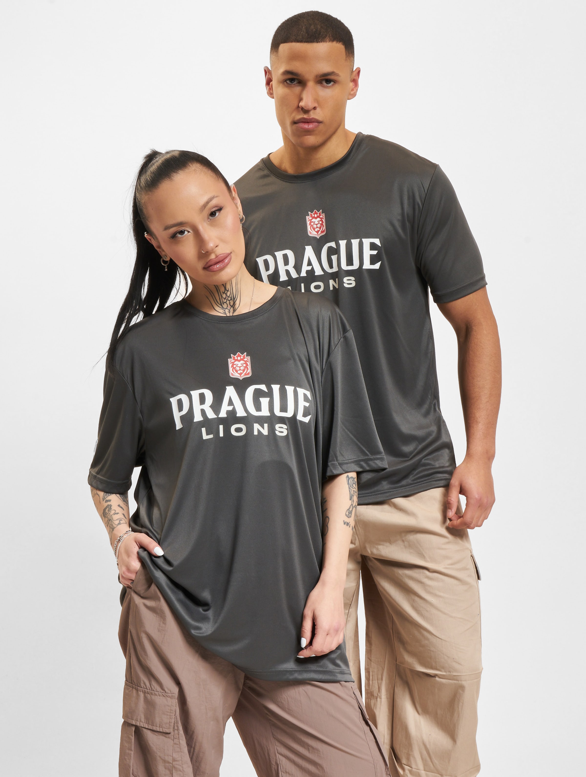 European League Of Football ELF Prague Lions 5 T-Shirt Frauen,Männer,Unisex op kleur grijs, Maat 4XL