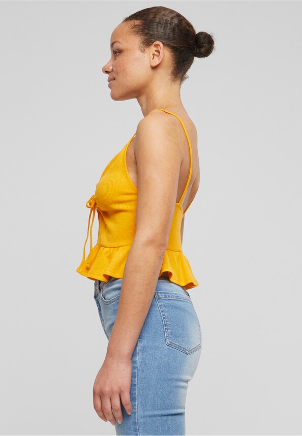 Ladies Waffle Pique Ruffle Top-2