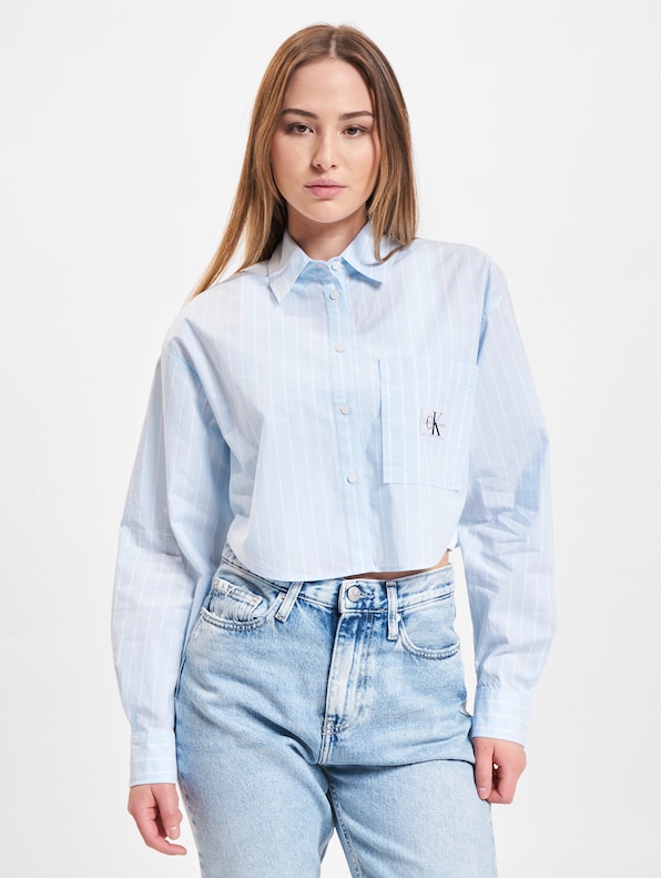 Calvin Klein Jeans Woven Label Cropped Hemden-0
