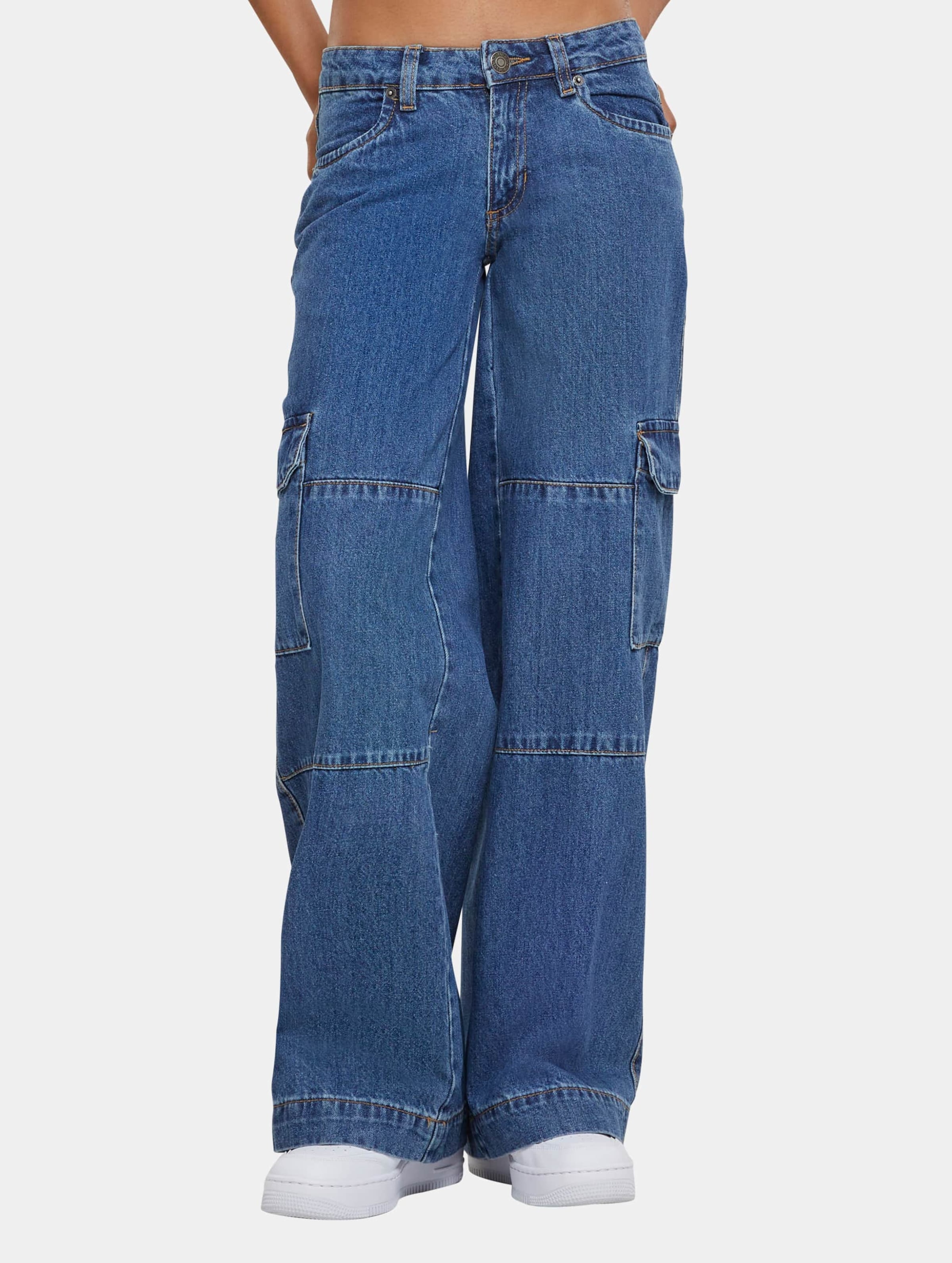 Urban Classics - Low Waist Denim Cargo trousers - Taille, 28 inch - Donkerblauw
