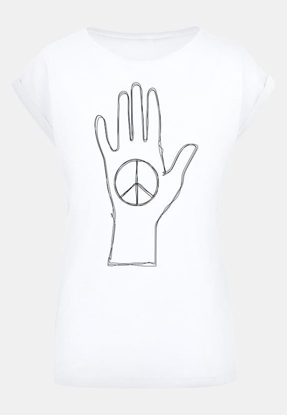 Ladies Peace - Scribble Hand White Extended Shoulder -2