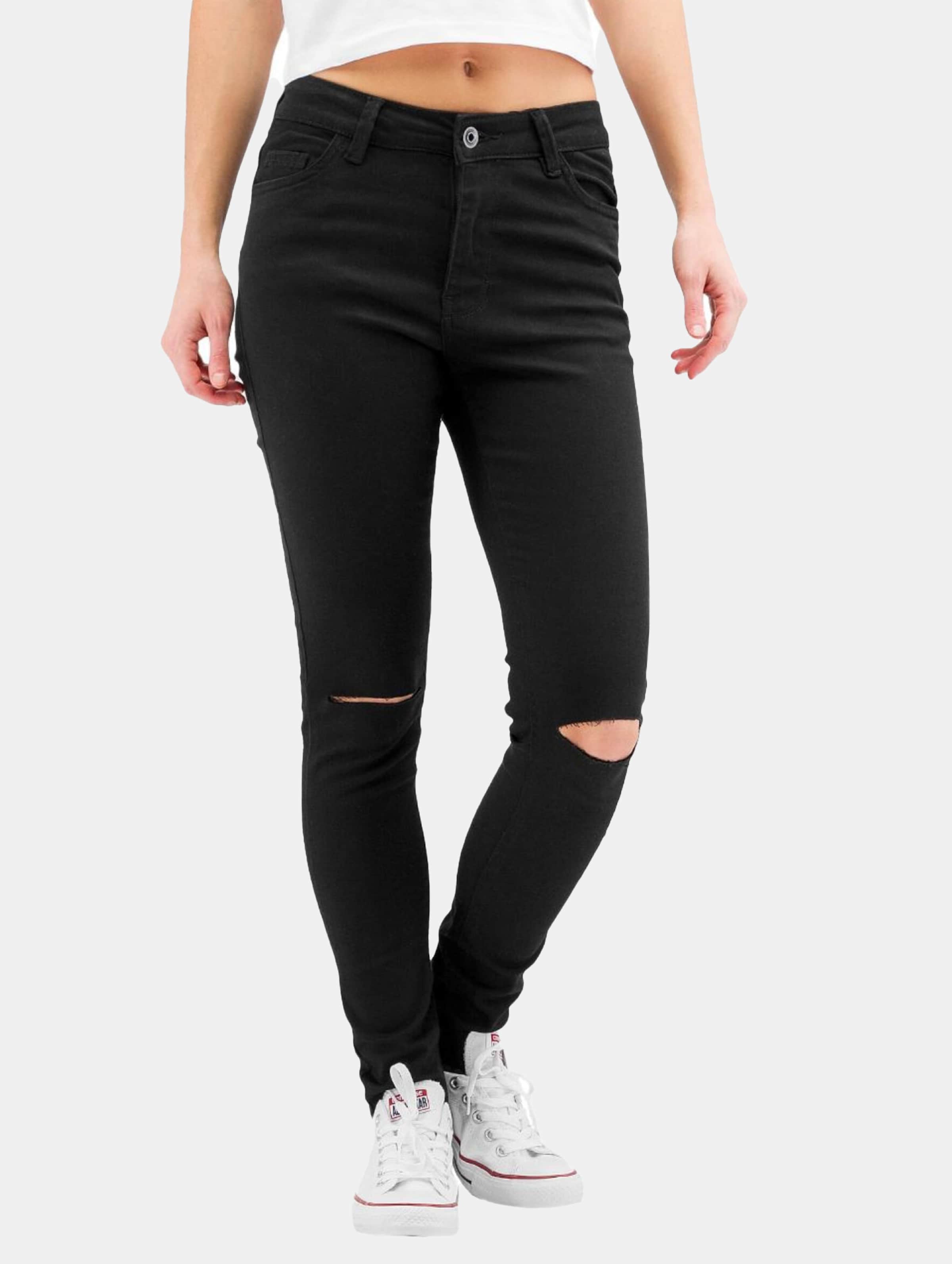 Urban Classics Ladies Cut Knee Pants Vrouwen op kleur zwart, Maat 29