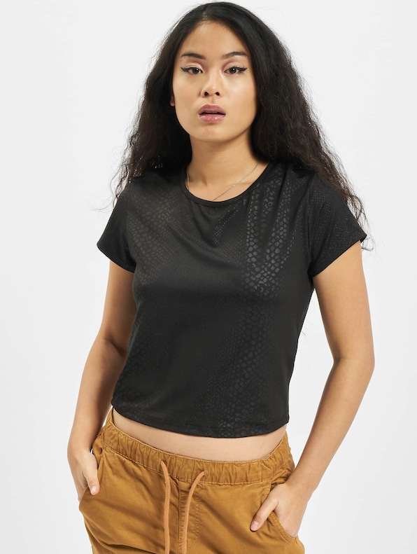 Ladies Stretch Pattern Cropped Tee-2