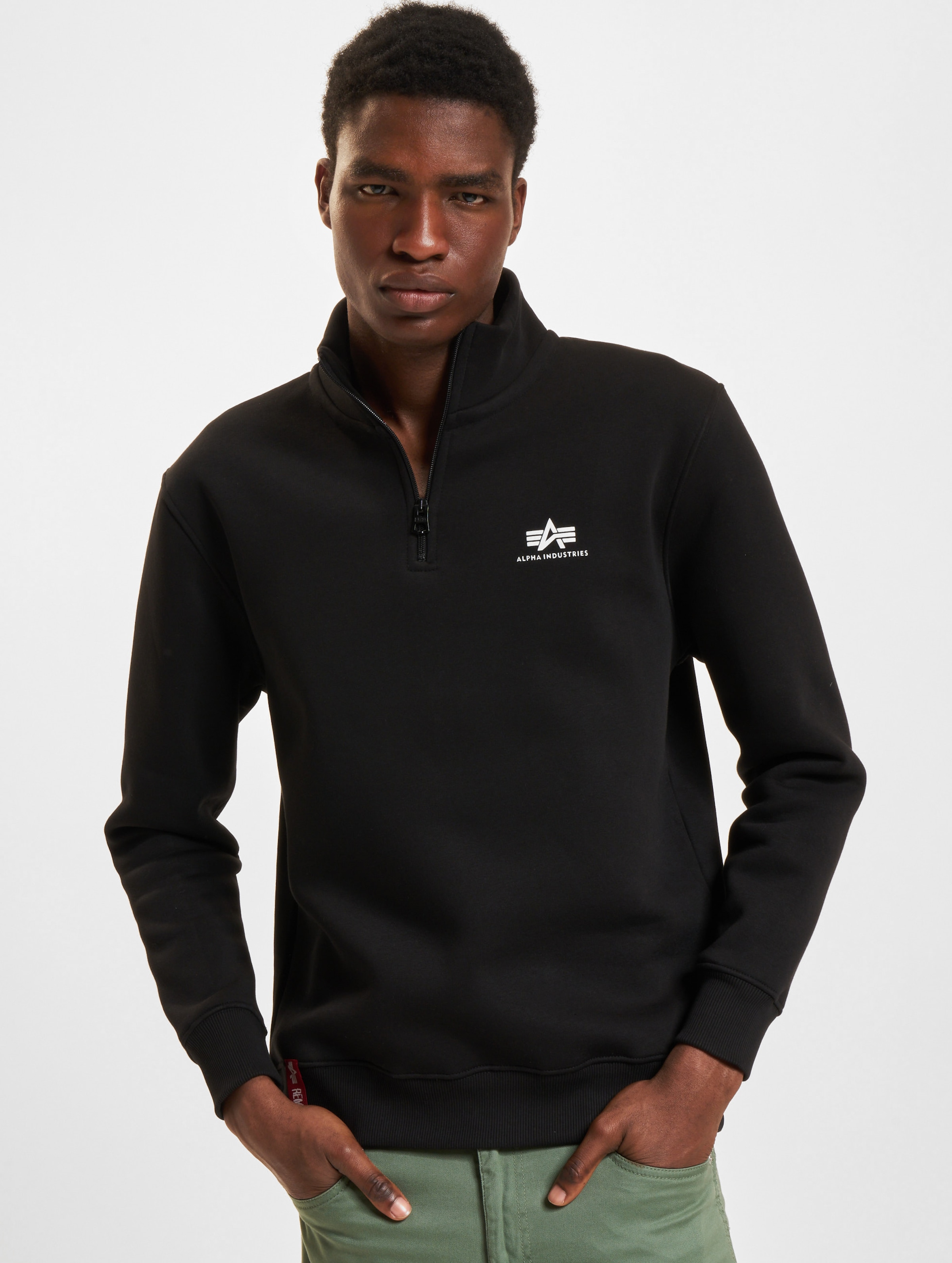 Alpha Industries Half Zip Pullover Männer,Unisex op kleur zwart, Maat XL