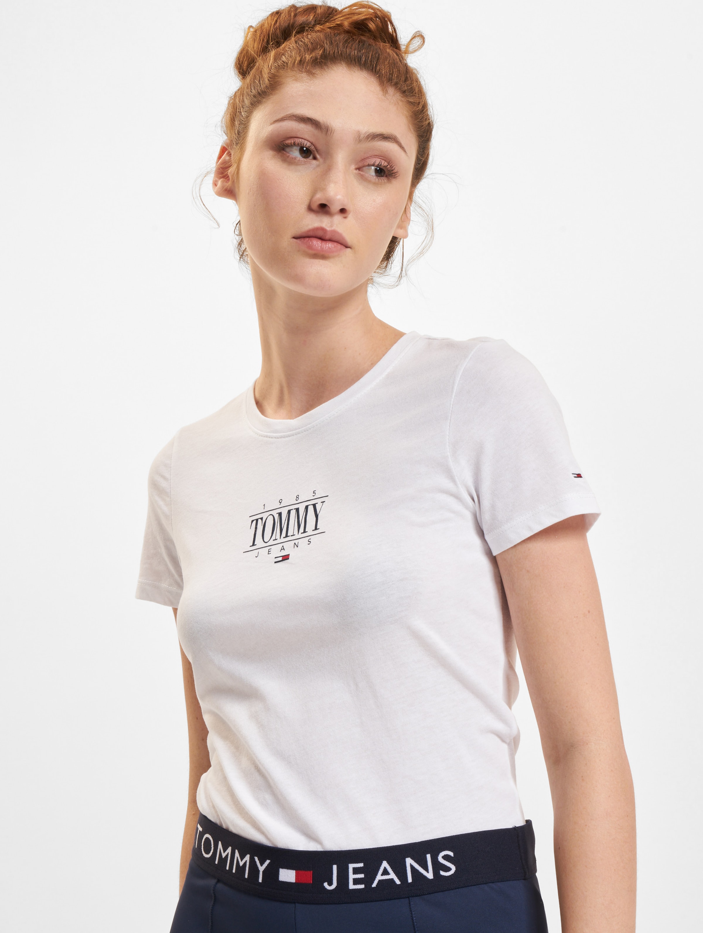 Tommy Jeans Skinny Essential Logo T-Shirt Frauen,Unisex op kleur wit, Maat XS