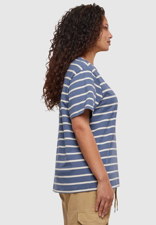 Ladies Striped Boxy Tee-12