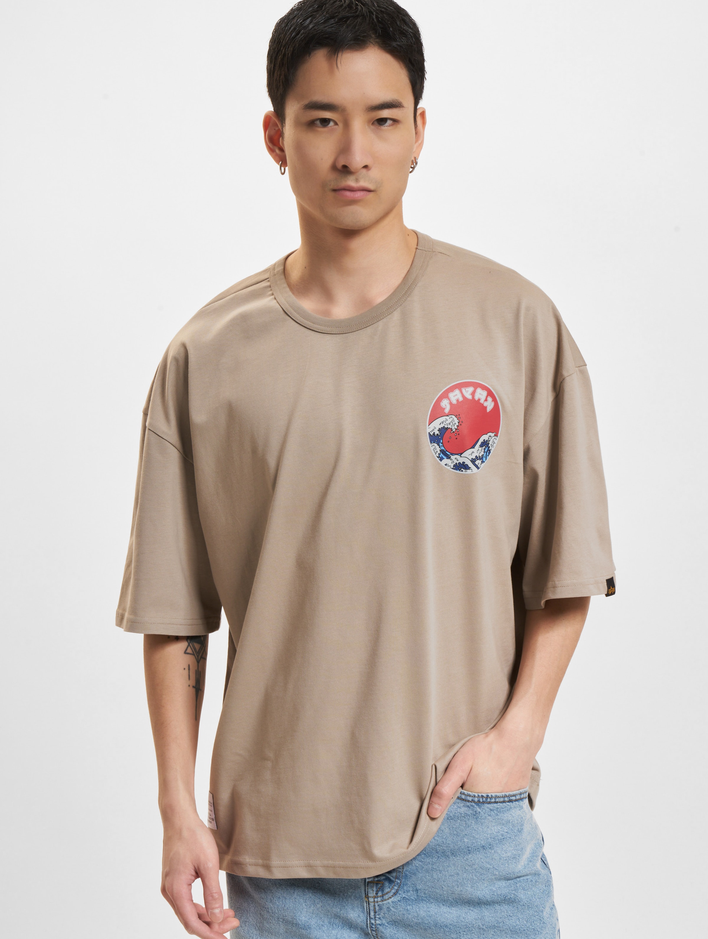 Alpha Industries Japan Wave Warrior T-Shirts Mannen op kleur blauw, Maat M