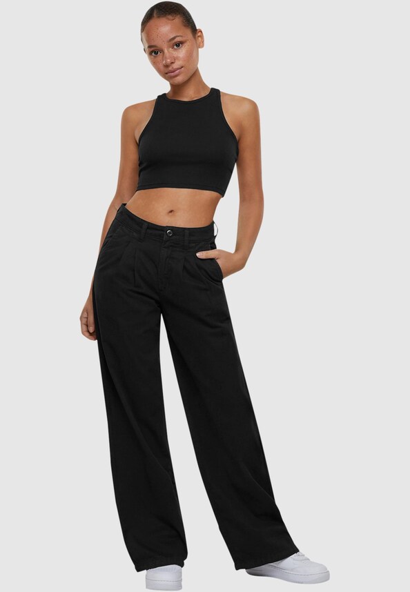 Ladies Organic Pleated Cotton Pants-3