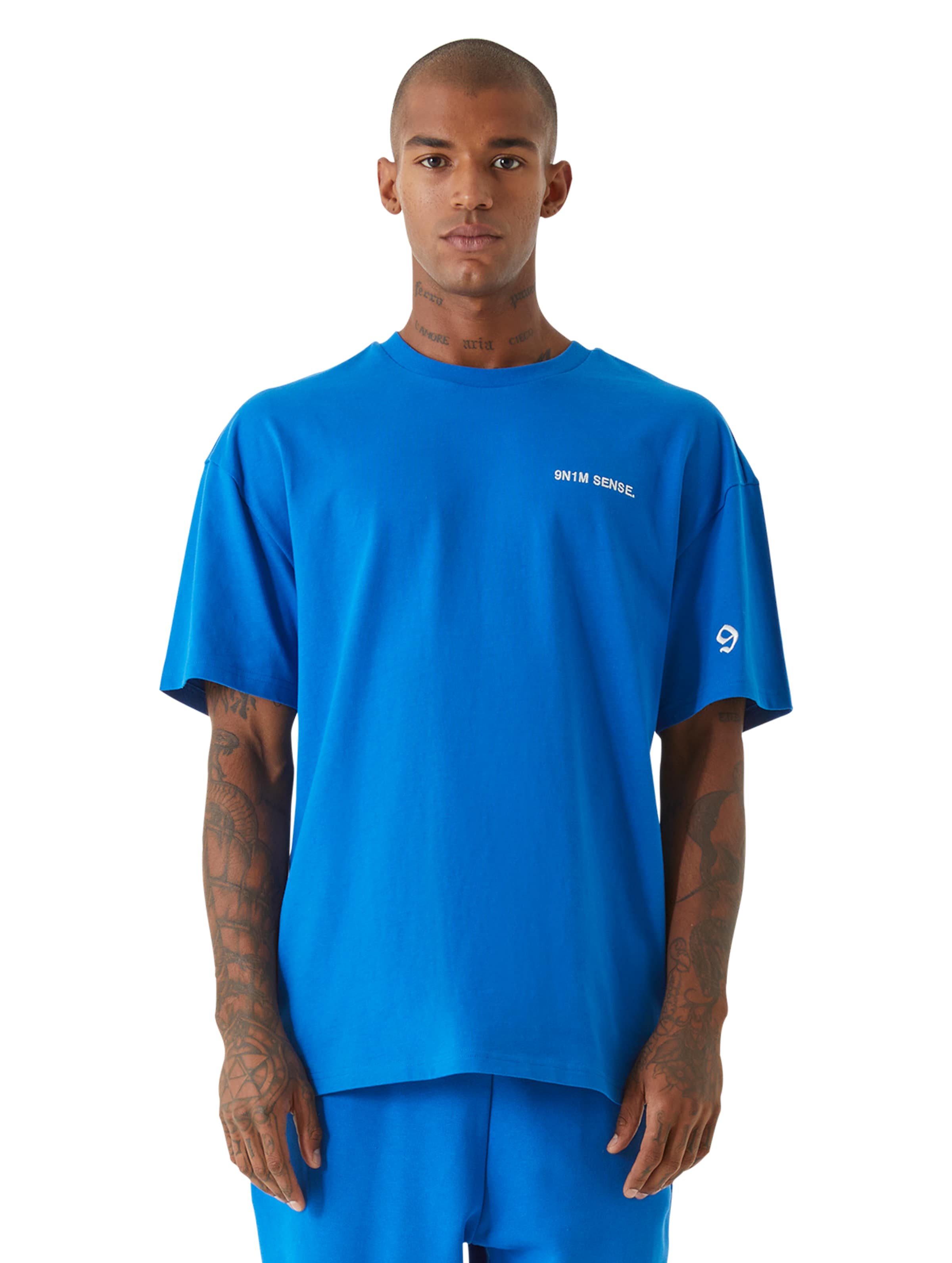 9N1M SENSE 9n1m Sense Essential T-Shirt Mannen op kleur blauw, Maat 2XL