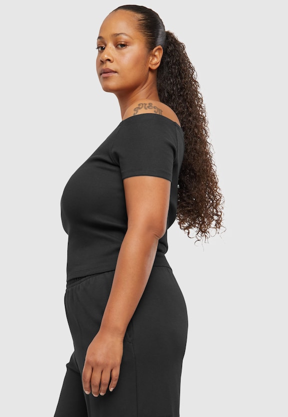 Ladies Organic Off Shoulder Rib Tee-13
