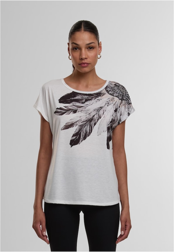 Cloud5ive Damen Viskose T-Shirt mit Traumfänger Print-2