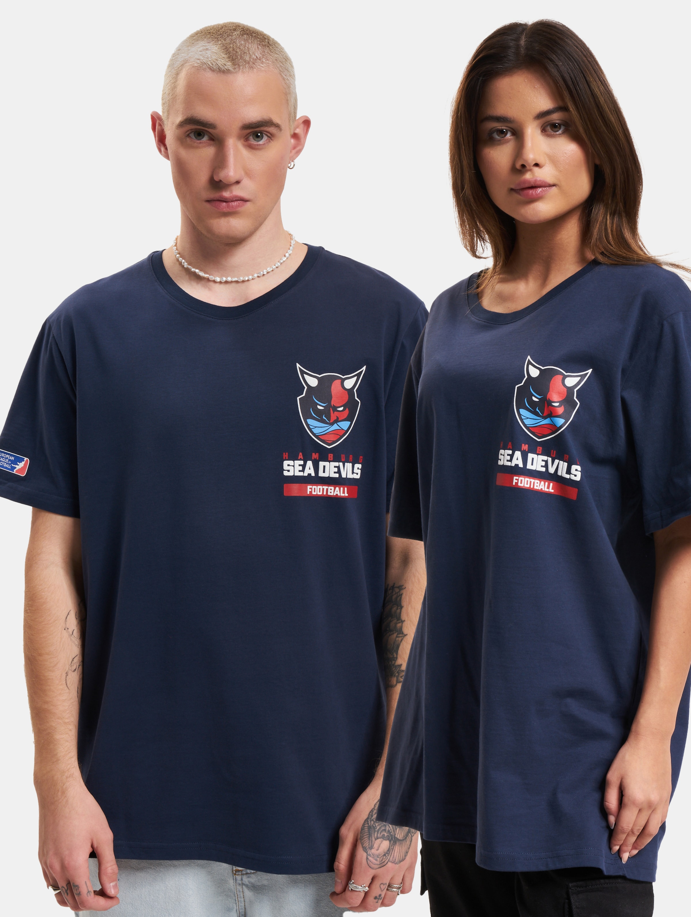 European League Of Football Hamburg Sea Devils Essential T-Shirt Vrouwen op kleur blauw, Maat XS