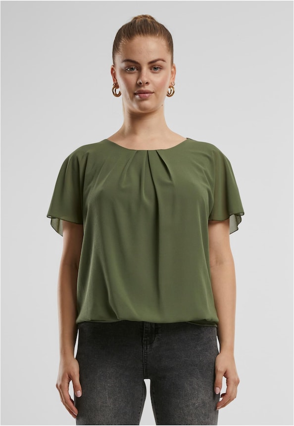 Cloud5ive Damen Chiffon Top 2-lagig mit Fledermausärmeln-2