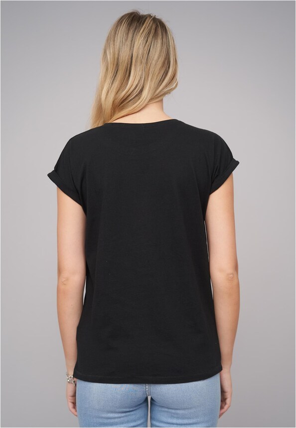 Ladies Good Things Coming Black Tee-1