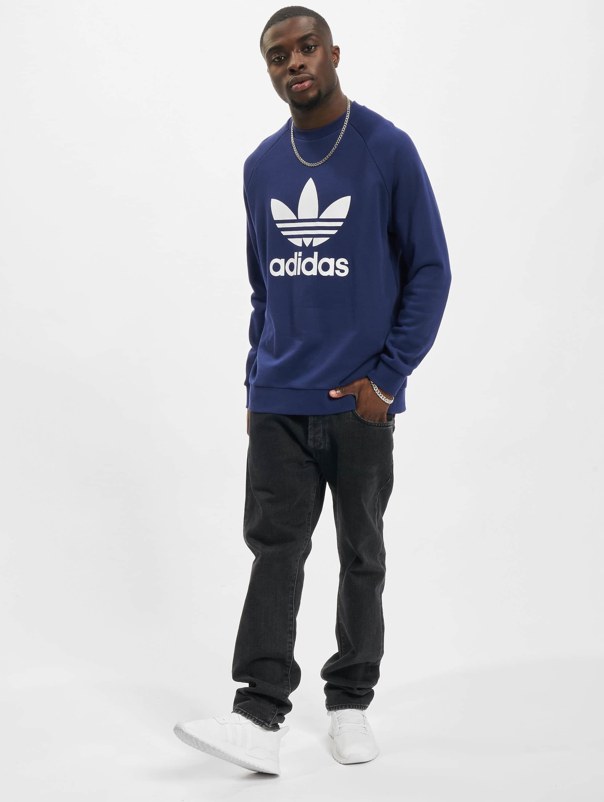 Adidas trefoil crew neck sweatshirt sale mens