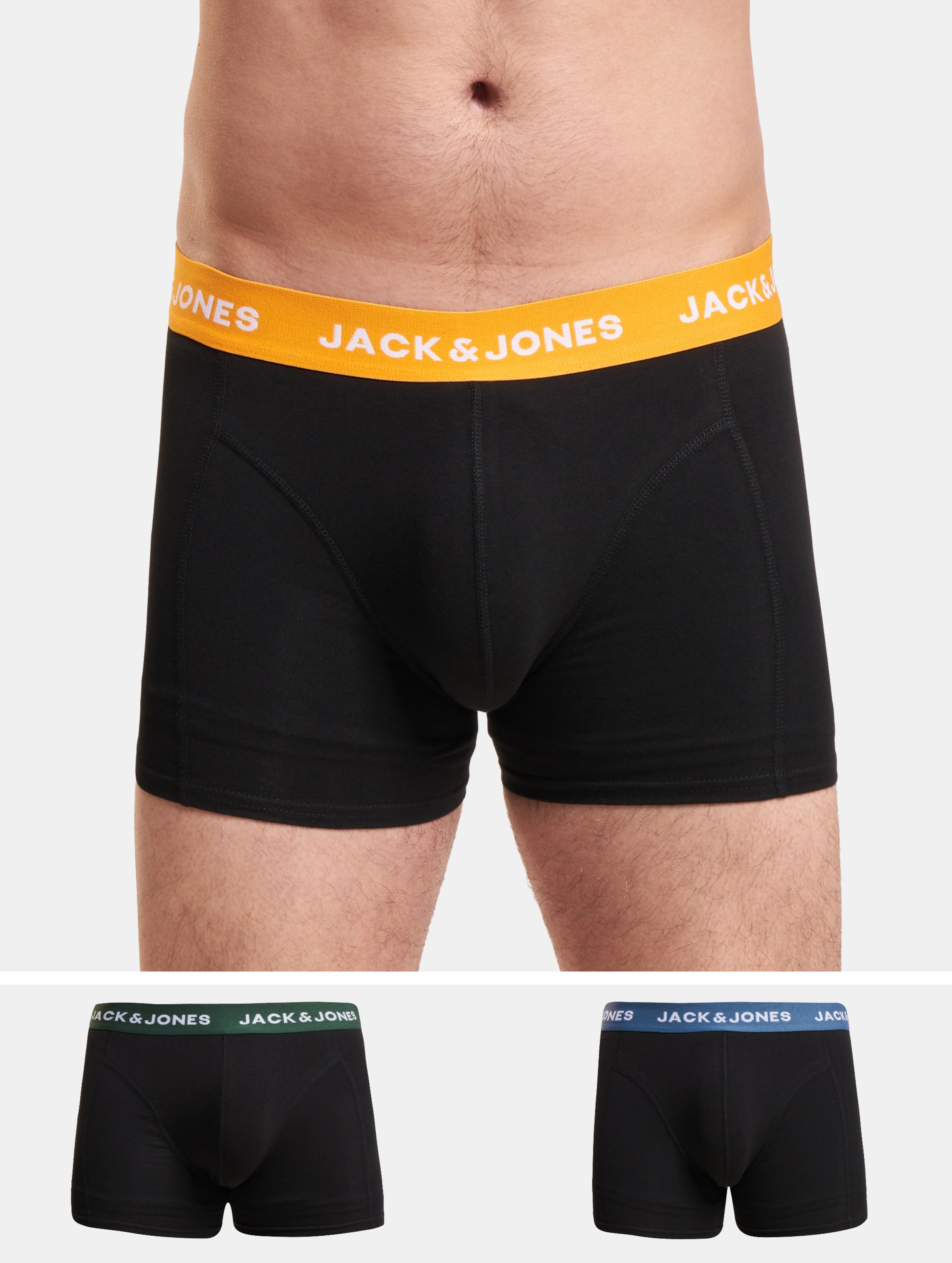 JACK & JONES Jacgab trunks (3-pack) - heren boxers normale lengte - donkergroen en zwart - Maat: L