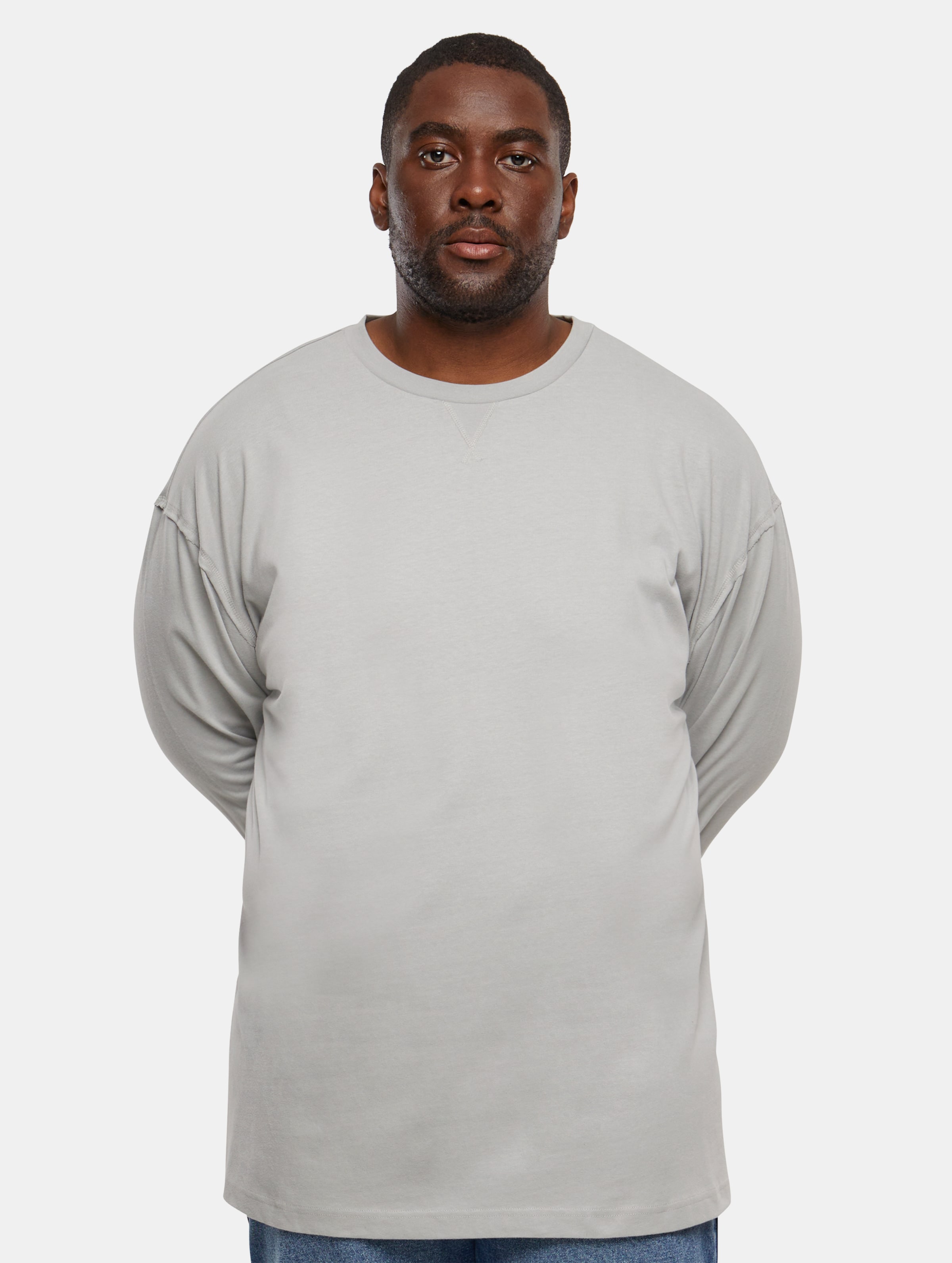 Urban Classics - Oversized Open Edge Longsleeve shirt - L - Grijs