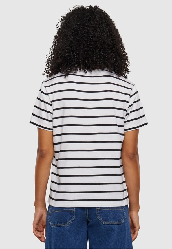 Ladies Striped Boxy Tee-1