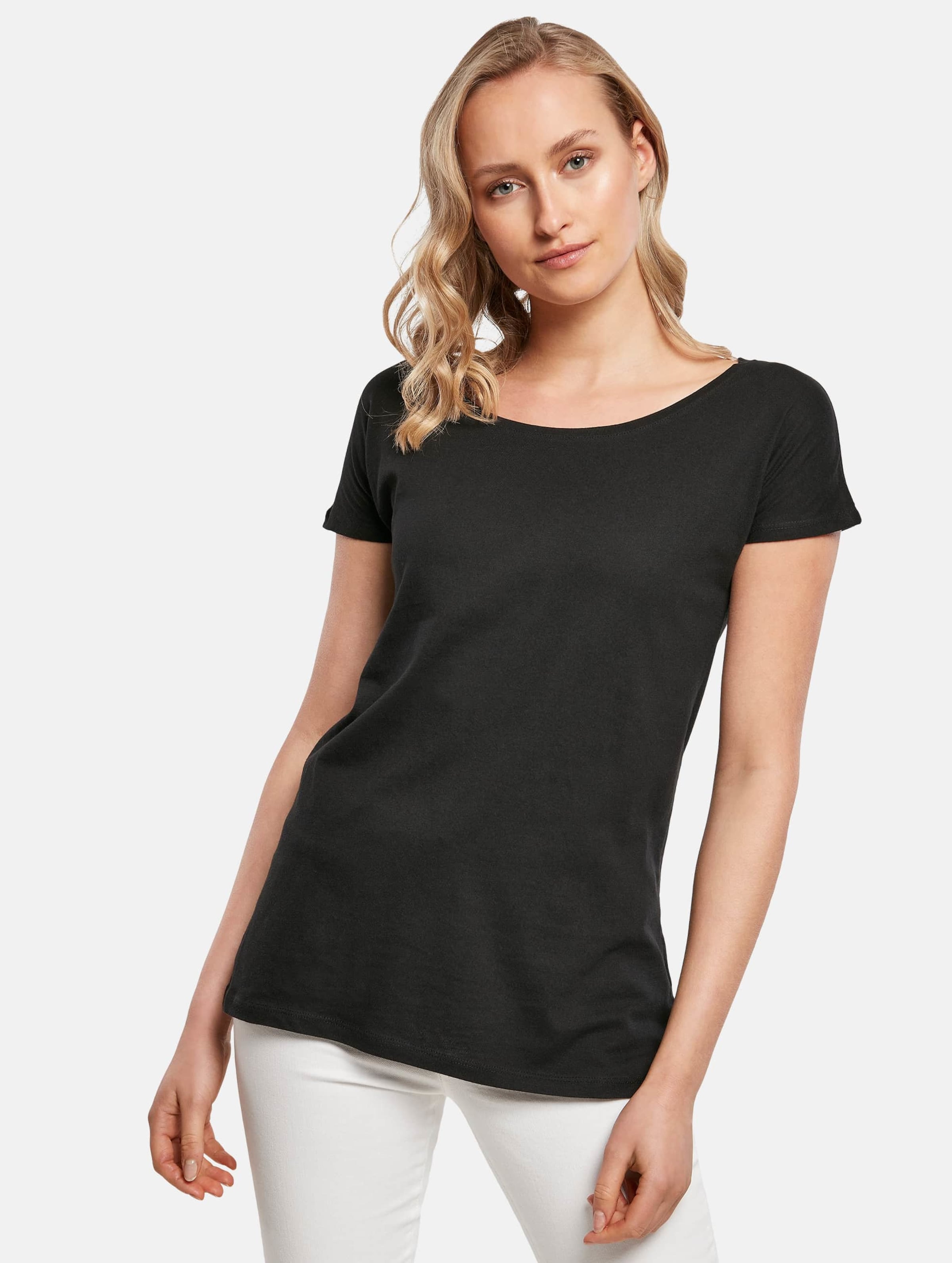 Build Your Brand Ladies Wideneck Tee Vrouwen op kleur zwart, Maat XL