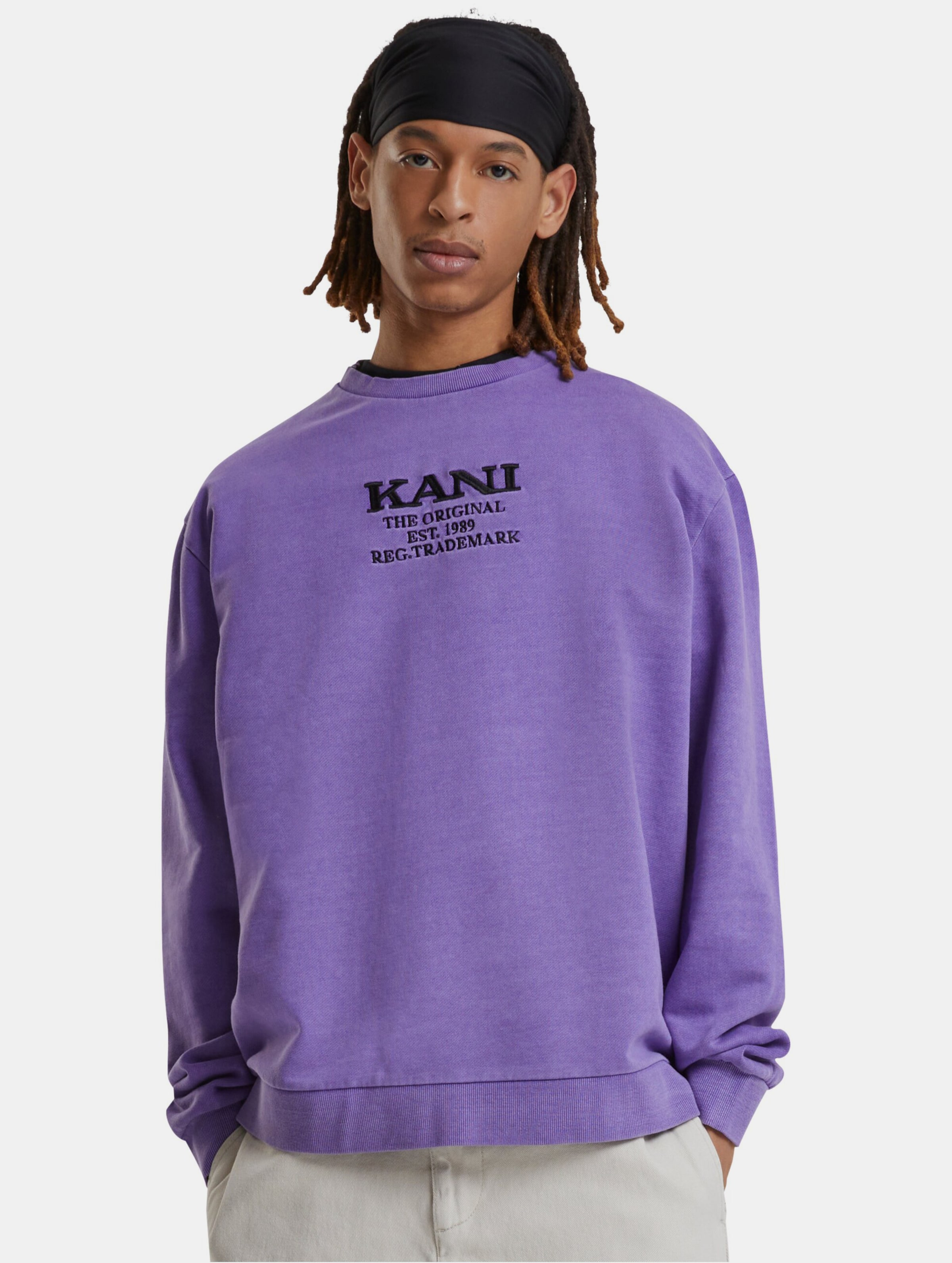 Karl Kani Retro Washed Crew Mannen op kleur violet, Maat XL