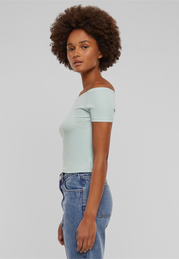 Ladies Organic Off Shoulder Rib Tee-2