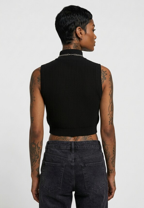 Ladies Short Knit Vest-1