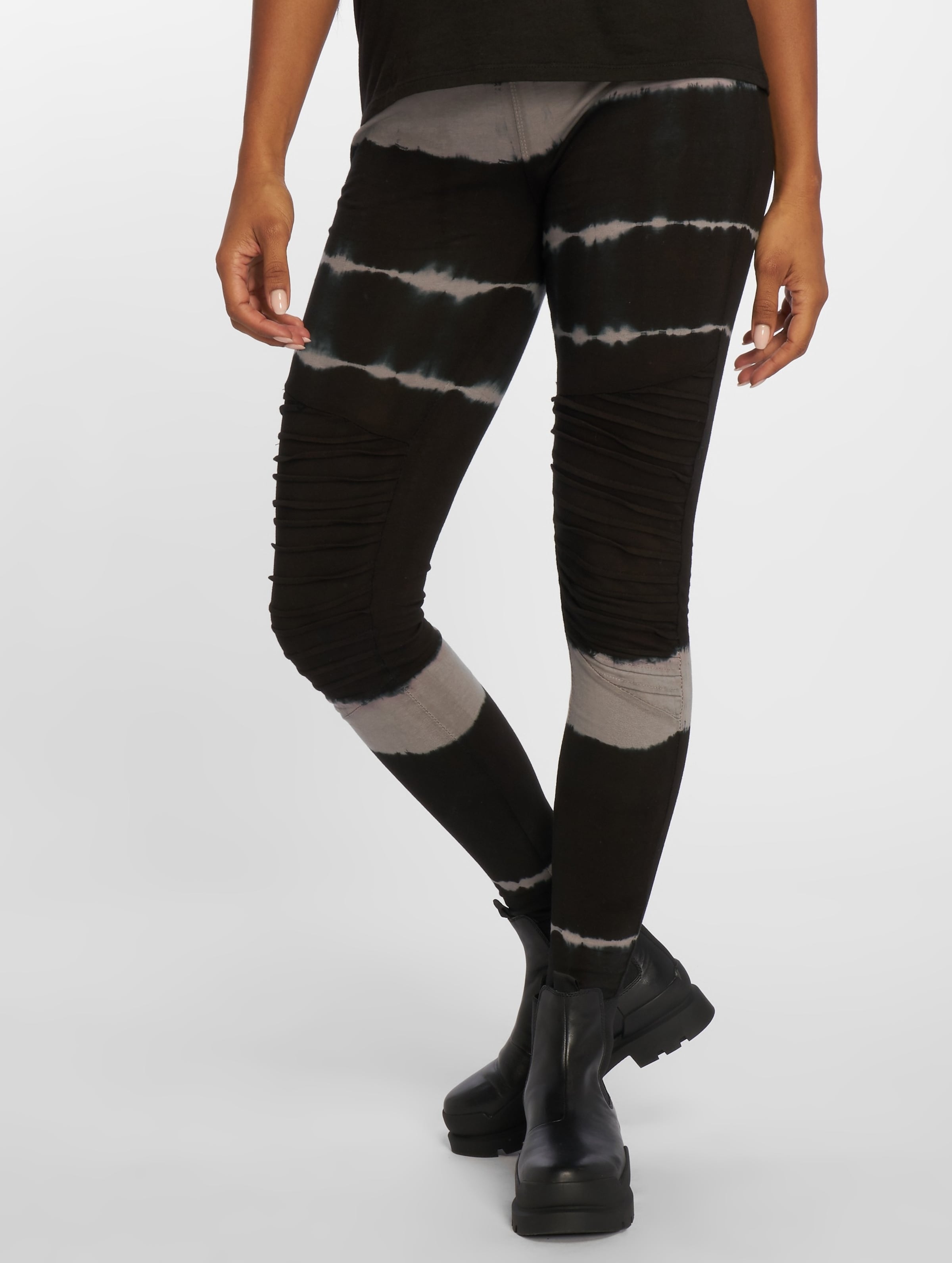 Urban Classics Ladies Striped Tie Dye Biker Leggings Vrouwen op kleur zwart, Maat 5XL